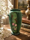 Antique Weller Pottery Vase Floral Panel Green Matte Arts & Crafts 7.5”