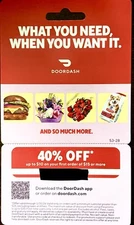 DOORDASH DISCOUNT CARD-40% Off FIRST Order of $15+ Max. $10 off~ Exp. 01/31/2026