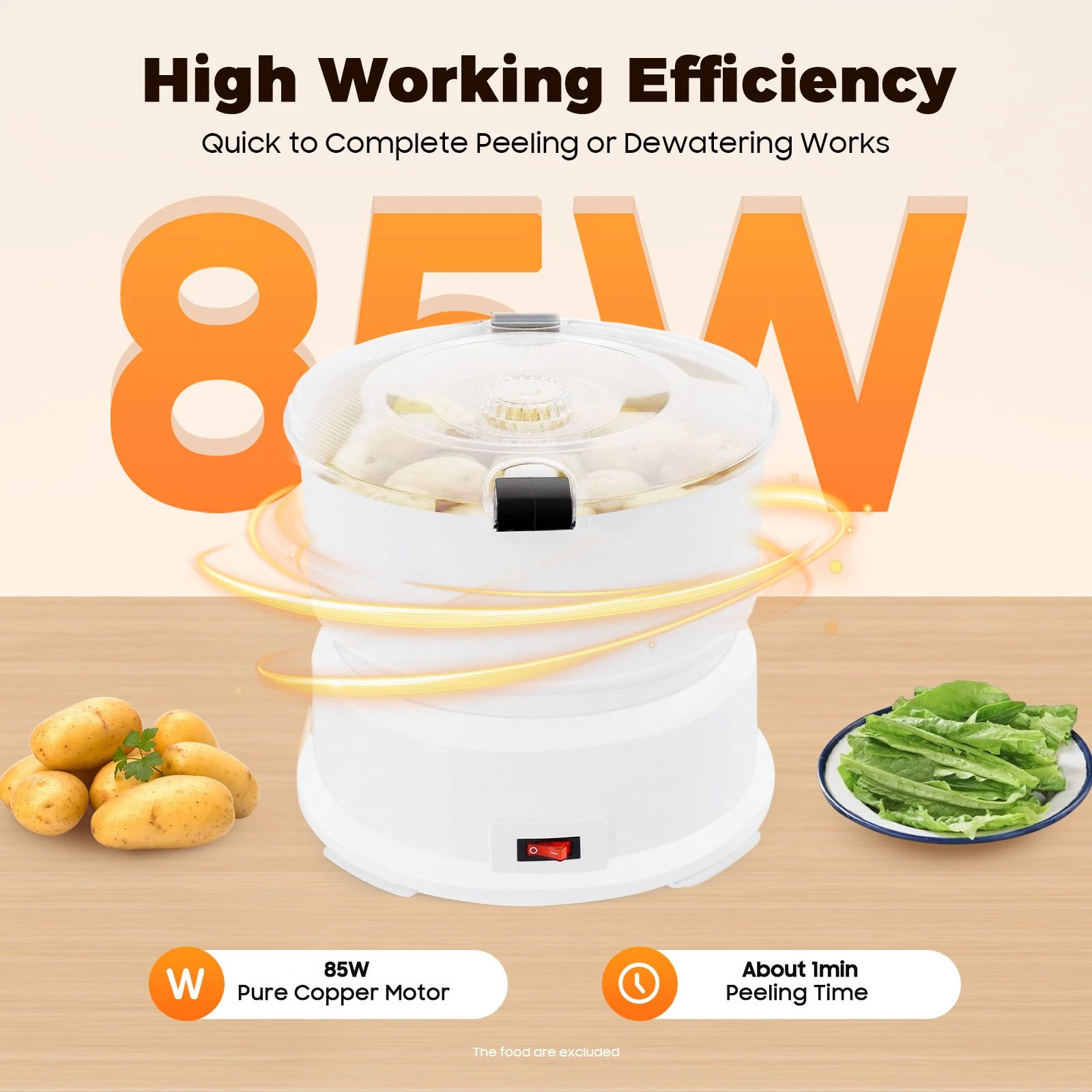 Electric Potato Peeler 85W Kitchen Automatic Vegetable Potato Peeling Machine