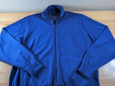 Paul & Shark Full Zip Sweater Mens Large Blue Wool Yacht Nautical READ Flaw