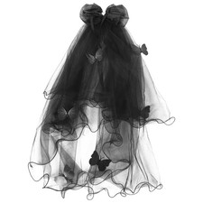 Halloween Decorative Veil Bridal Veils Bow with Hair Clips Headwear Headdress