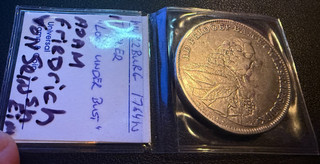 1764 W 1 Thaler Silver Coin Wurzburg (Germany) Saint Mary with Jesus Very Nice