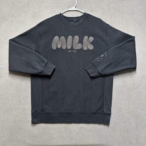 The Little Milk Bar Sweatshirt Womens XL Black Milk On Tap Puff Print Crewneck