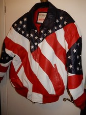 Michael Hoban Where M I WhereMI USA Flag Leather Bomber Jacket