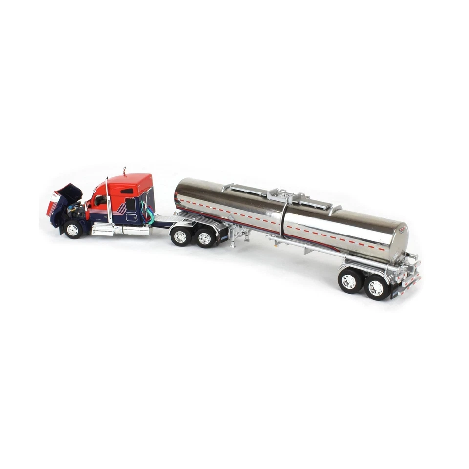 DCP First Gear 1/64 vermelho e azul Kenworth W990 76 polegadas dorminhoco com queimador químico... - Imagem 4 de 4