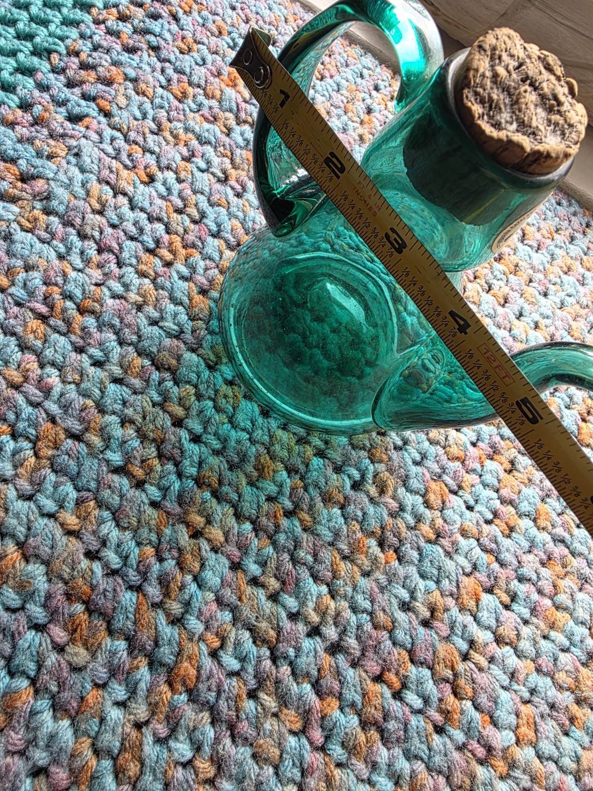 Antique Crystal Turquoise Green from Catalonia Spain Vidriera Catalana Mungblown