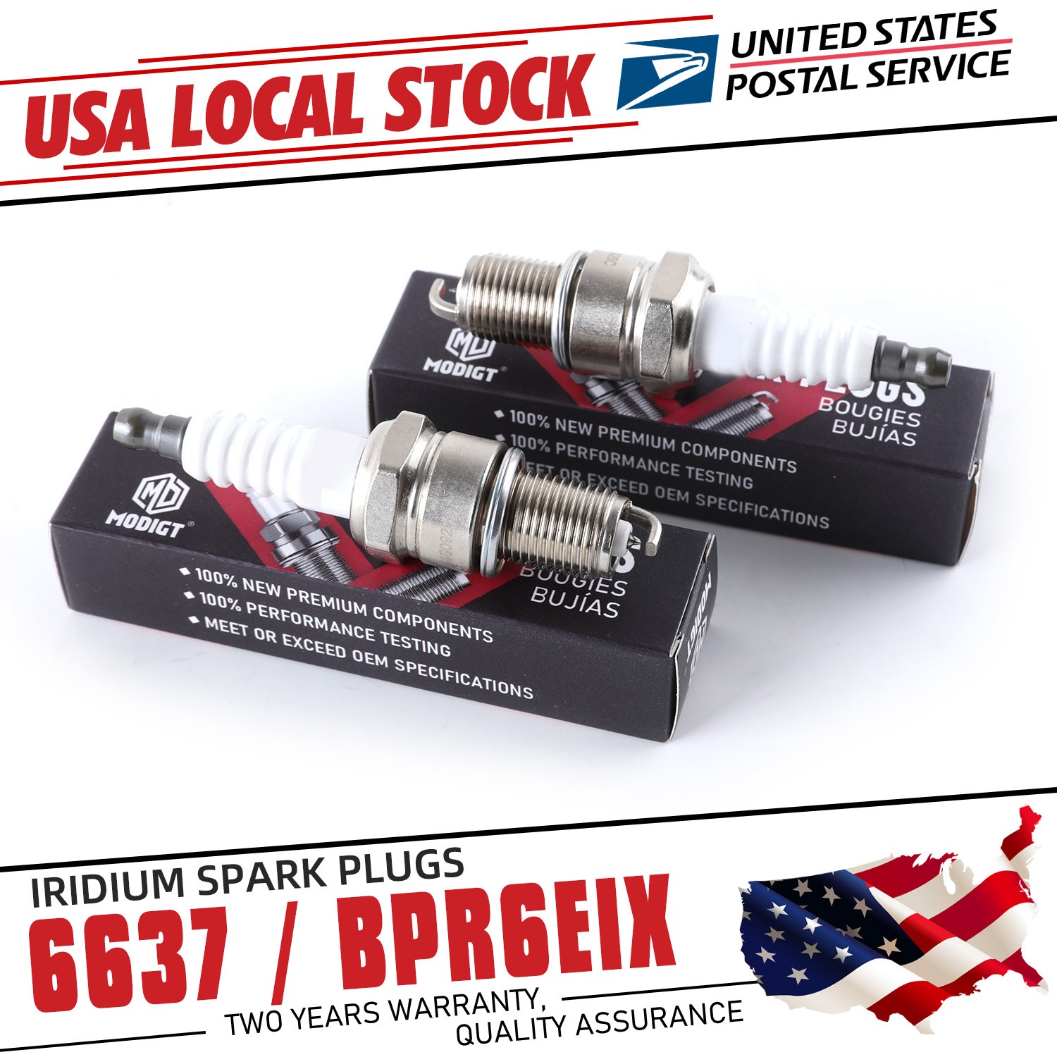 High- Quality For NGK 6637 BPR6EIX NEW Spark Plugs Set 2Pcs, US FREE SHIPPING