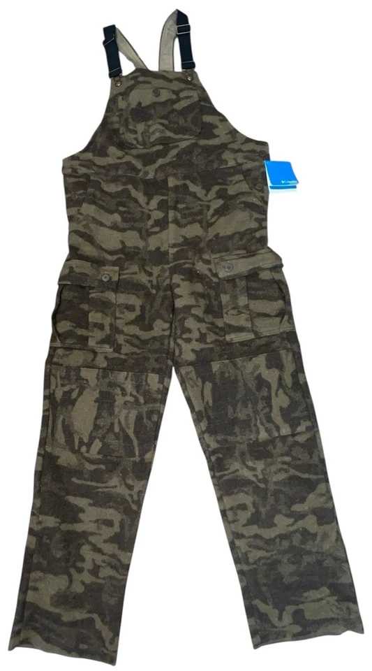 Vtg NEW Columbia Bib Overalls Mens Medium Brown Wool Gallatin Range Camo Hunting - Image 3 of 4