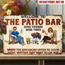 Patio Bar Sign Funny Aluminum Sign 8x12 Metal Outdoor Barbecue Decor