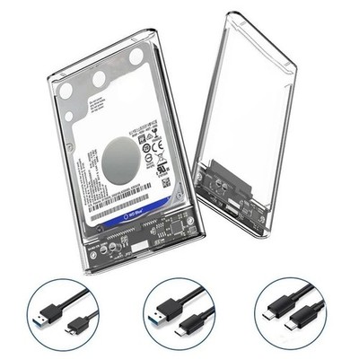 2.5 inch Hard Drive Enclosure USB 3.0/Type C to SATA III Clear External Hard Dri