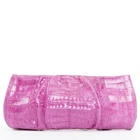 NANCY GONZALEZ magenta purple scaled leather pleated magnet long clutch bag