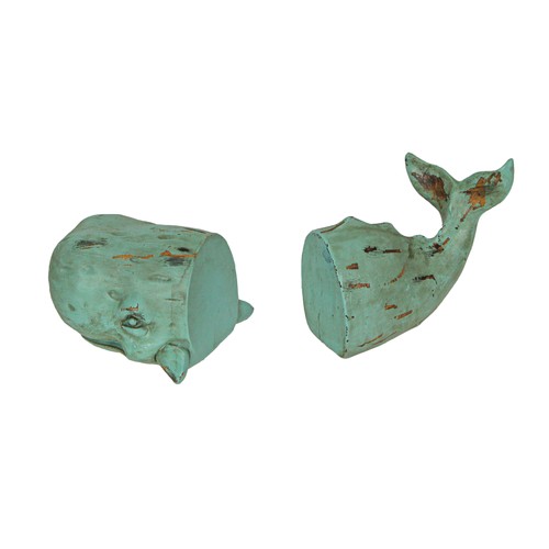 Verdigris Decorative Whale Bookends Resin Bookshelf Nautical Decor Rustic Beach - 第 8/9 張圖片