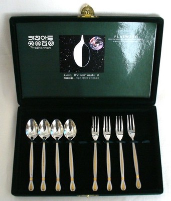 New~KNORK~BRUSHED~Stainless Steel~SEAFOOD~Coctail~SHRIMP~5.25''FORKS&SPOONS