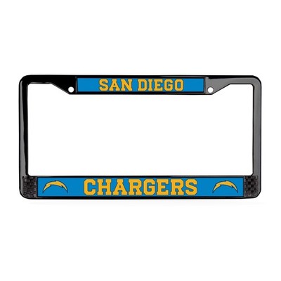 San Diego Chargers NFL 3D Polyurethane 2-Hole Black Metal License Plate Frame