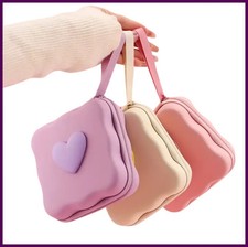 Charger lid storage bag, cute 3D heart-shaped wave design charger protector