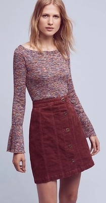 Anthropologie Akemi Kin Zaka Off-The-Shoulder Top Size XL Space Dye Bell Sleeves