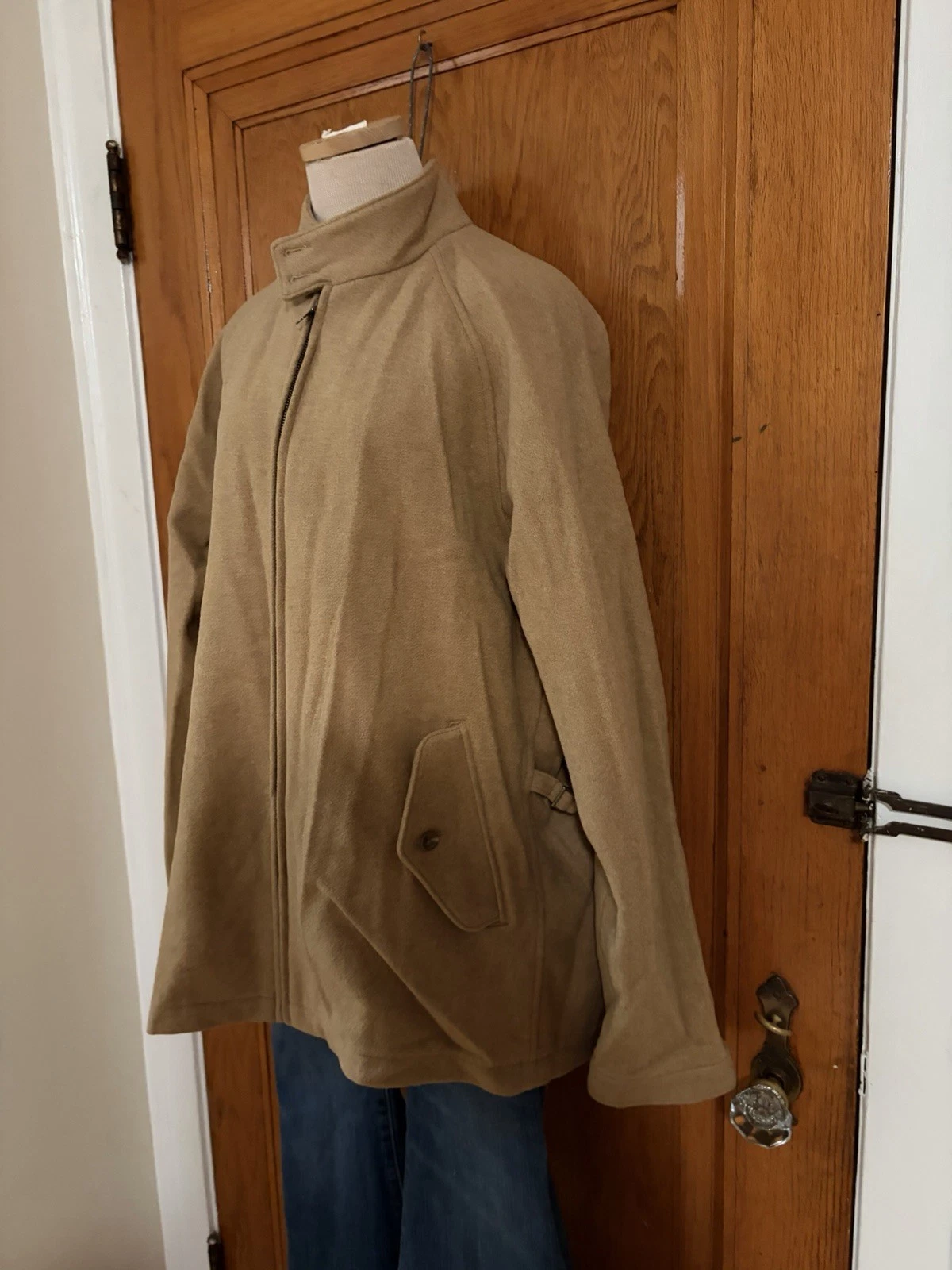 Vintage Polo Ralph Lauren Wool Harrington Jacket Mens Large Camel Tan Full Zip - product detail image 3