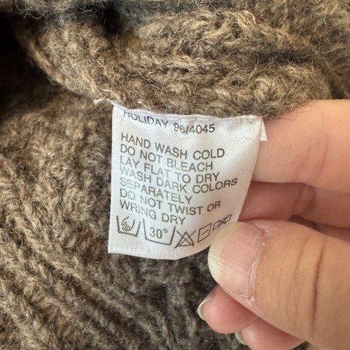 Vintage TIMBERLAND Large 100% Wool Brown Sweater Handknit Weathergear Fisherman - Picture 8 of 8