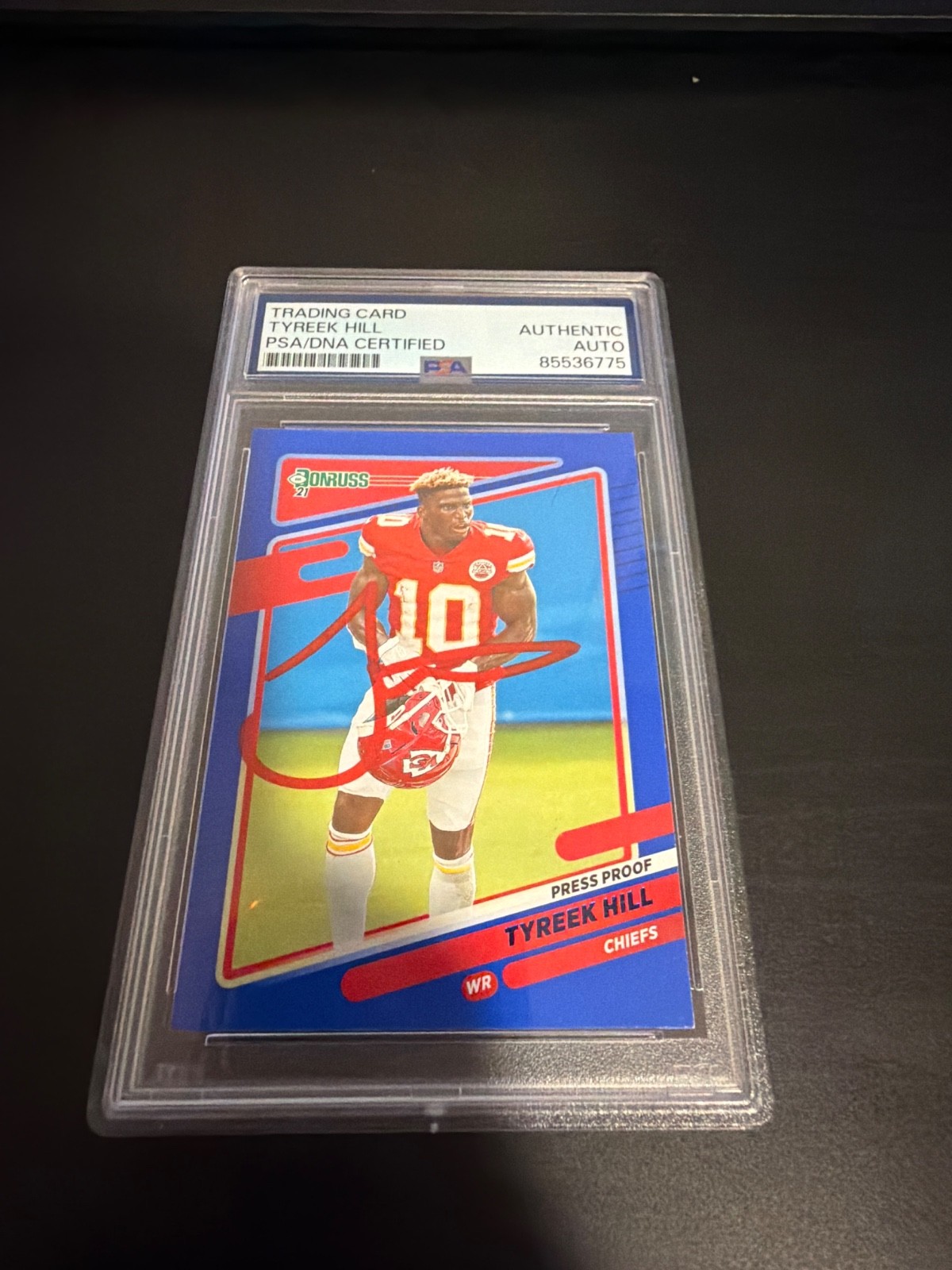 2021 Donruss Tyreek Hill Auto Red Ink PSA Authentic 