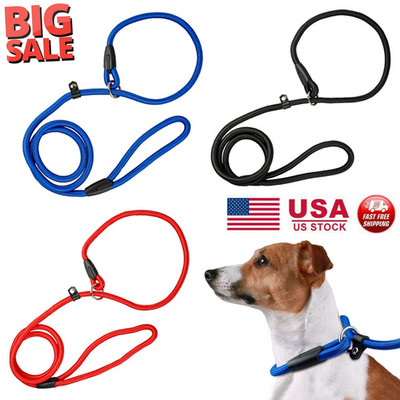 4ft Dog Nylon Adjustable Loop Slip Rope Leash Lead Training Choke Pet Collar USA