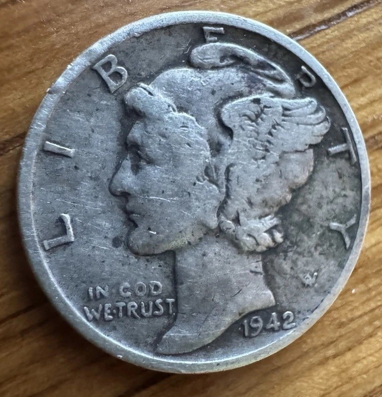 1942 Mercury (Winged Liberty Head) Dime 10C Business Strike Philly 90% Silver