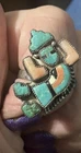Ring Vtg ZUNI  Silver Turquoise Inlay Knifewing Sz 8 Coral  Knife Wing
