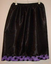 Halloween Black Satin Half Slip Purple Spider Trim 26"-49" Sissy-XXL 1X 2X NEW