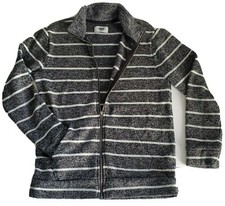 OLD NAVY Kids Full Zip up Fleece Jacket Size 8 MED Gray/White Stripe