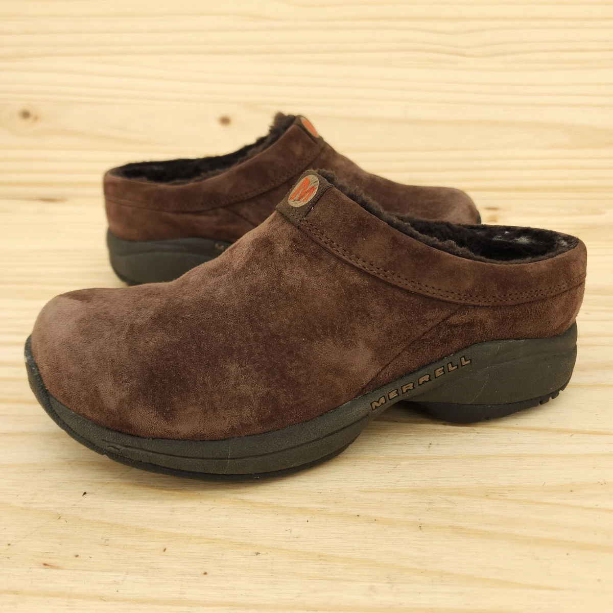 Merrell Primo Chill Women s Lined Clogs Sz 6.5 Brown Suede Chic Comfort Shoes