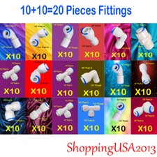 10 10 20Pc Fitting Connector 1/4 3/8 BSP Quick Connect Thread Push In Water