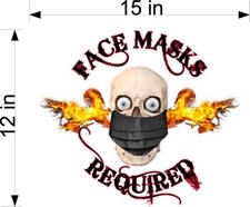 FACE MASKS REQUIRED STOREFRONT DECAL FOR TATTOO SHOP PARLOR 2 SIZES TO CHOOSE