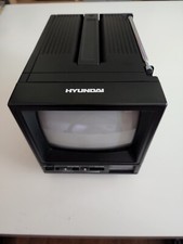 Vintage Hyundai Portable Black & White TV - Battery Operated with Antenna