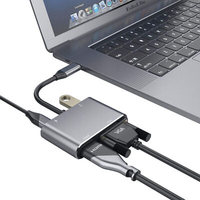 4in1 Multiport HUB USB C to 4K HDMI VGA Adapter USB 3.0 PD for PC Laptop Macbook