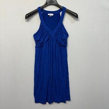 CK Calvin Klein Women Sleeveless Mini Baby Doll Ruched Dress Size 6 Blue B383 25