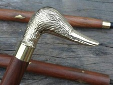 Brass Duck Handle Vintage Antique Wooden Victorian Designer Walking Stick Cane