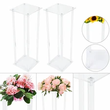 2Pcs Acrylic Flower Stand Column Vase Rack Centerpieces Tabletop Wedding Decor