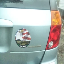 LOT OF 2      Car Magnet 5.7" Strong Americans Keep America Strong Eagle w/ Flag