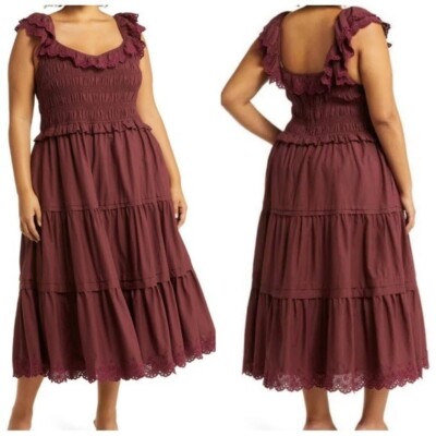 Madewell NEW Lucie Embroidered Cotton Midi Dress in Mulberry Wine 18W | eBay Madewell NEW Lucie Embroidered Cotton Midi Dress in Mulberry Wine 18W | eBay