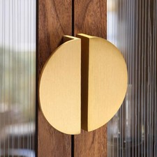 Brass Half Round Cabinet Pull New Chinese Style Handles for Double Doors Cabinet