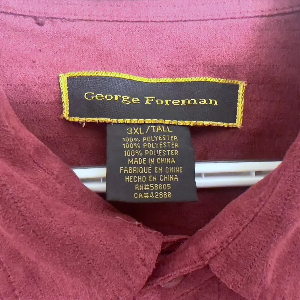 Foreman Button Down Shirt Men's 3XL XXXL Tall Red Long Sleeve