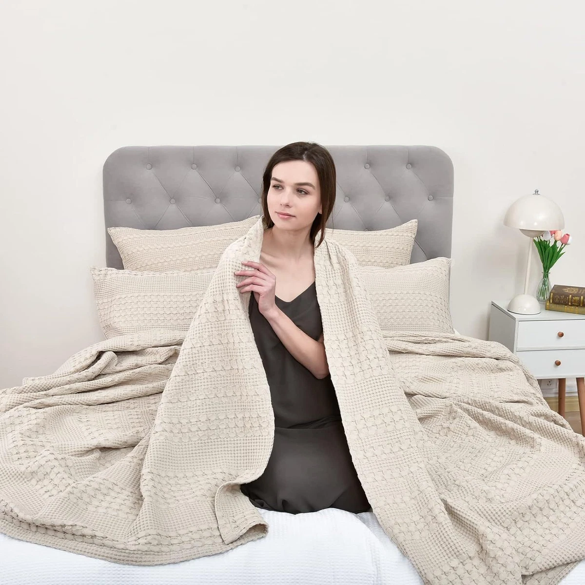Phf cotton waffle weave bed blanket sales