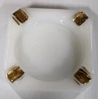 Vintage Milk Glass Ashtray Square White Antique