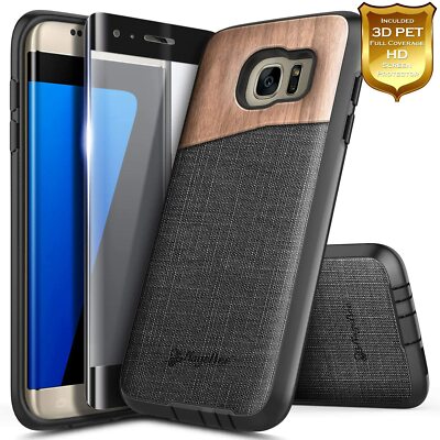For Samsung Galaxy S6 Edge S7 Edge Case Rugged Wood Cover