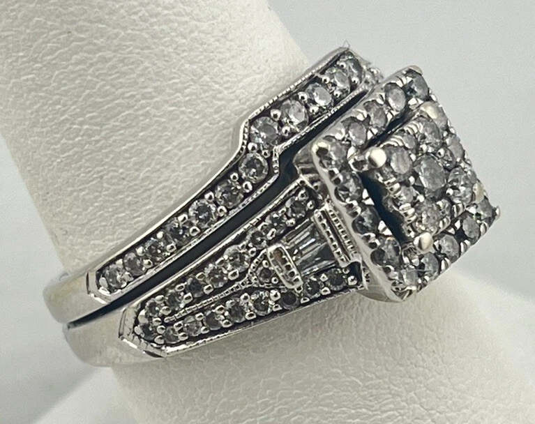 10k 9.26g White Gold Natural Diamond Wedding Set Size 8.5 Gorgeous!!! - Image 3 of 4