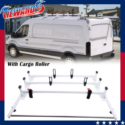 Tiewards 3 Bar Ladder Roof Rack for 2015-On Ford Load Cargo 750 lbs w/ roller