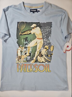 Paterson T-shirt Mens Medium Light Blue Retro Tennis Graphic Made For Play Tee
