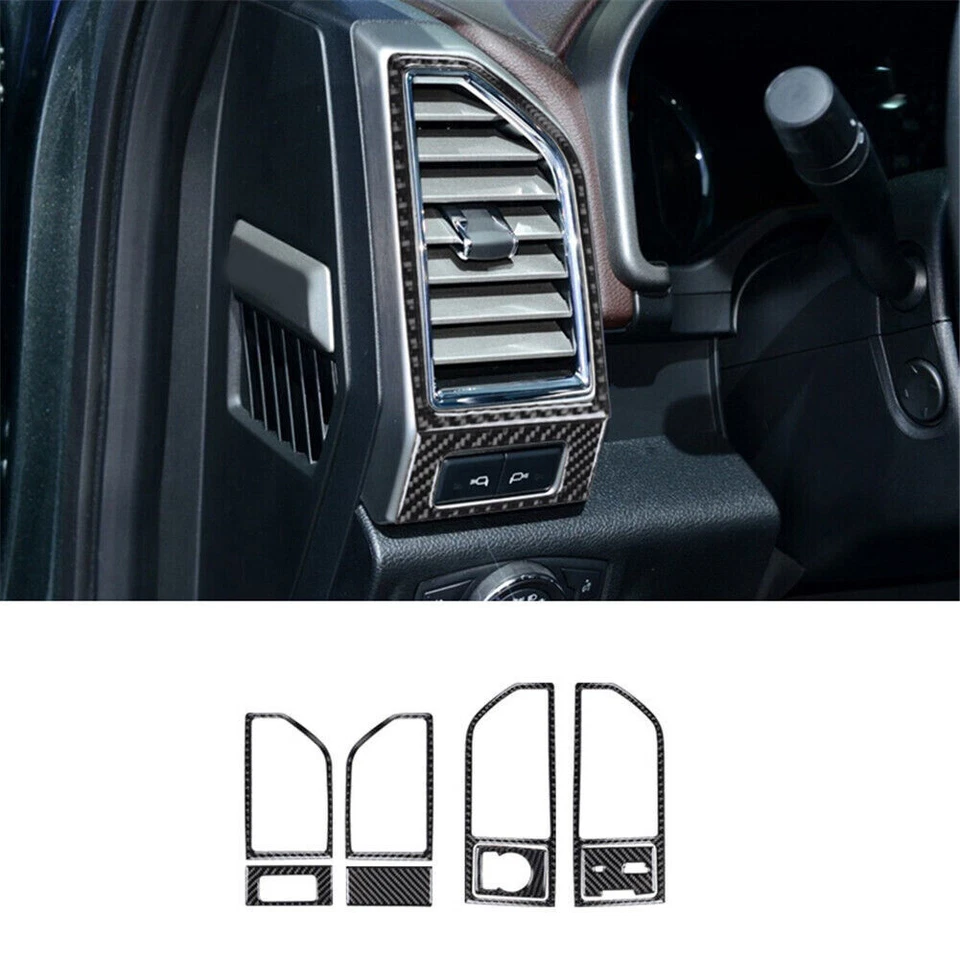 Kit completo de 37 piezas de pegatinas para tapicería interior de fibra de carbono para Ford F-150 2015-2017 Foto 3 de 4