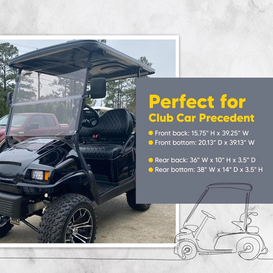 Club Car Seat Cover Diamond Full Set SILVER STITCH Precedent Golf Cart 2004+,4PC Foto 4 de 4