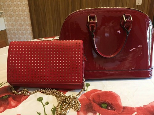 borse rosse pochette in pelle e bauletto in vernice | eBay