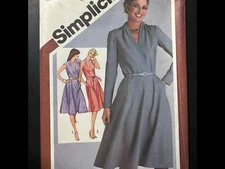 Simplicity Pattern 9801 Misses Dress Size 14 Partially Cut 1980's Vintage Sewing